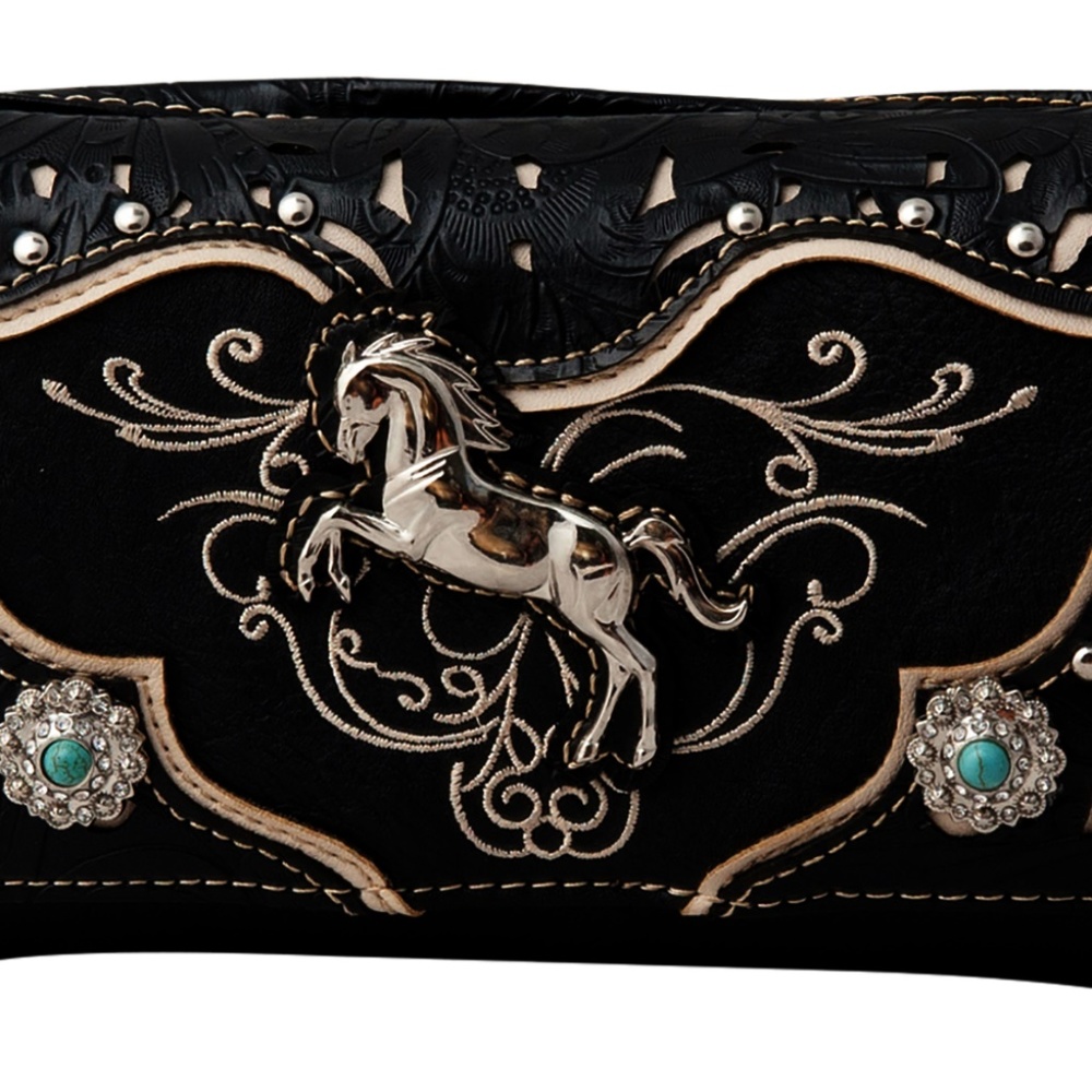 Horse Wallet Tooled Western Crossbody Wristlet Women Cowgirl Equestrian